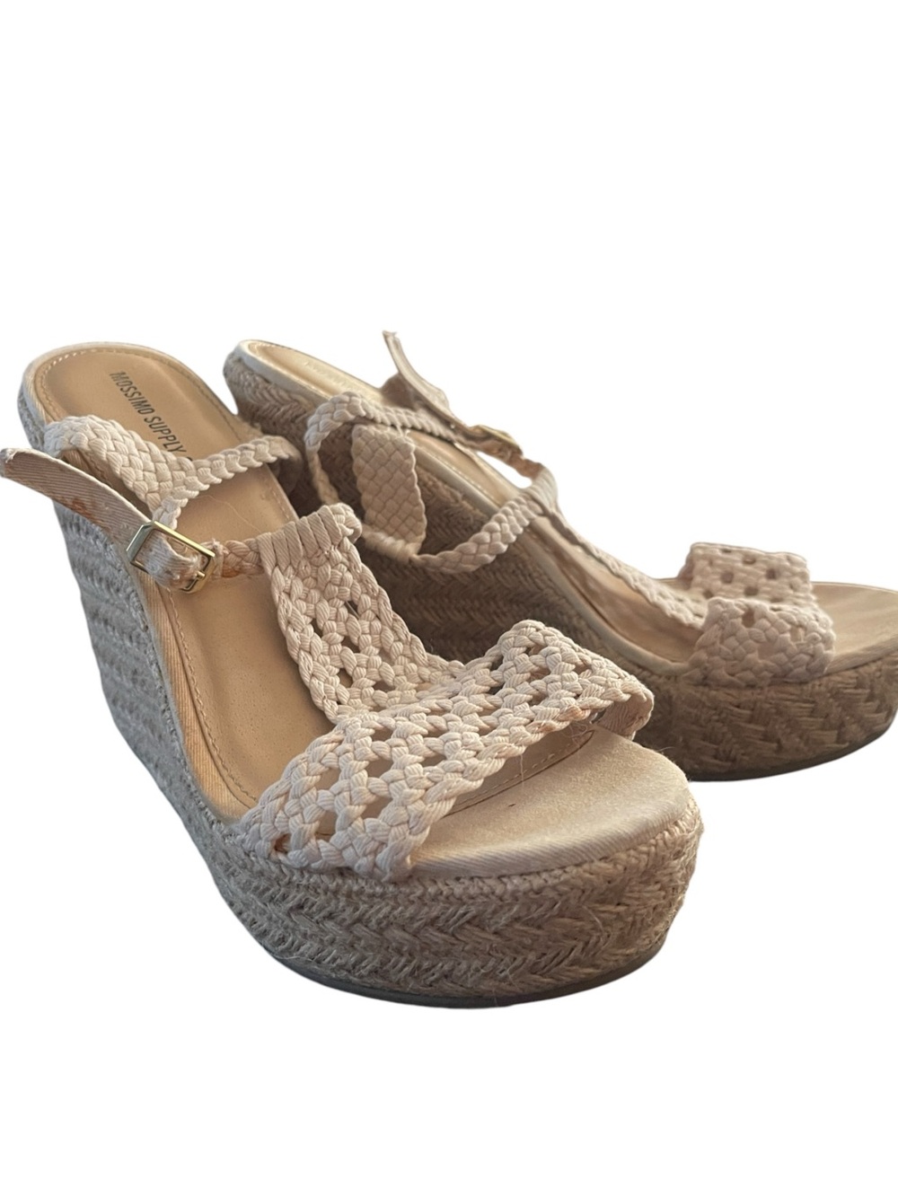 Mossimo beige woven platform Espadrille wedge sandals vacation Resortwear 8.5
